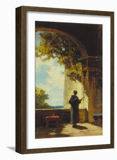 Monk in the cloister, reading the breviary. Ca 1875-Carl Spitzweg-Framed Giclee Print