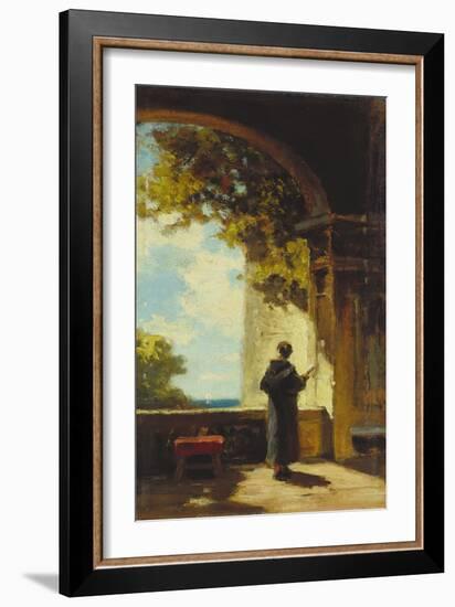 Monk in the cloister, reading the breviary. Ca 1875-Carl Spitzweg-Framed Giclee Print