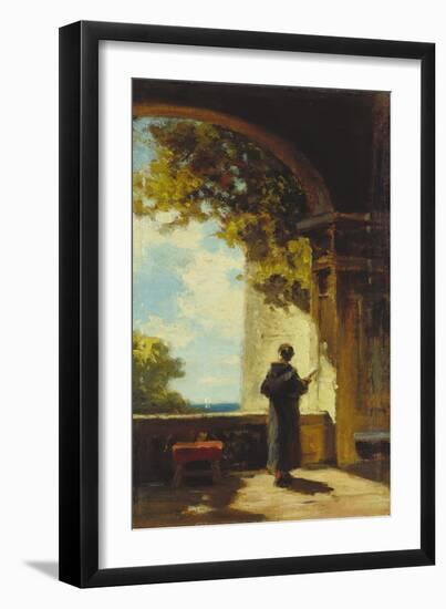 Monk in the cloister, reading the breviary. Ca 1875-Carl Spitzweg-Framed Giclee Print