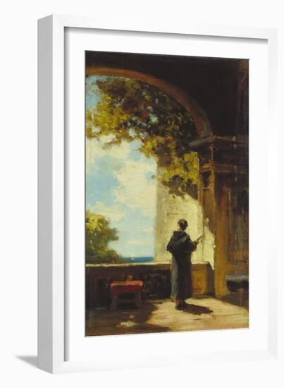 Monk in the cloister, reading the breviary. Ca 1875-Carl Spitzweg-Framed Giclee Print