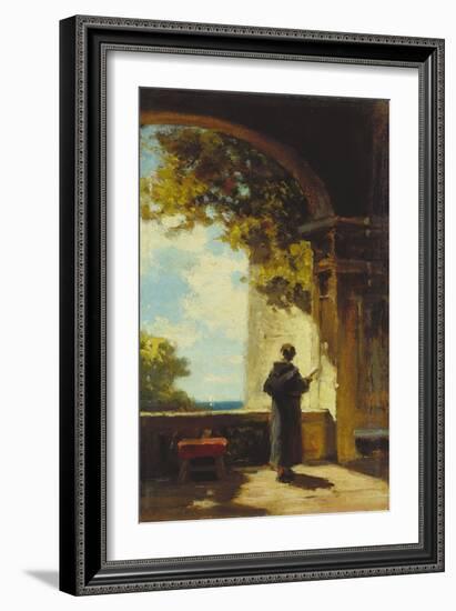 Monk in the cloister, reading the breviary. Ca 1875-Carl Spitzweg-Framed Giclee Print