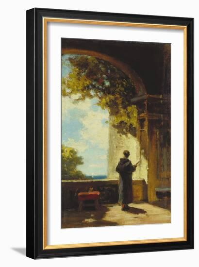 Monk in the cloister, reading the breviary. Ca 1875-Carl Spitzweg-Framed Giclee Print