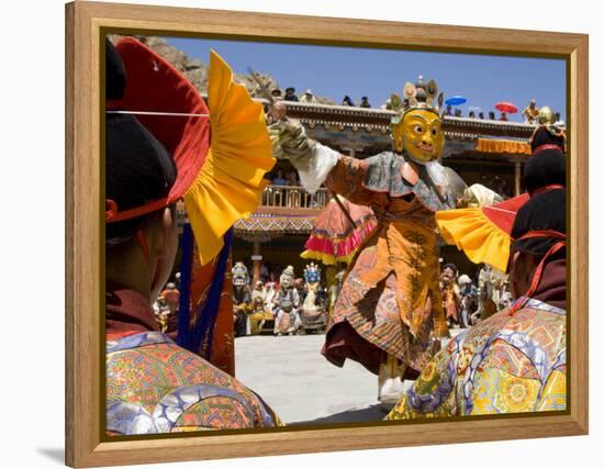 Monk in Wooden Mask in Traditional Costume, Hemis Festival, Hemis, Ladakh, India-Simanor Eitan-Framed Premier Image Canvas