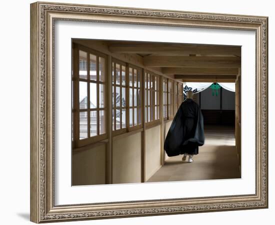 Monk Inside Eiheiji Temple, Headquarters of the Soto Sect of Zen Buddhism, Fukui, Japan-null-Framed Photographic Print