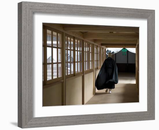 Monk Inside Eiheiji Temple, Headquarters of the Soto Sect of Zen Buddhism, Fukui, Japan-null-Framed Photographic Print