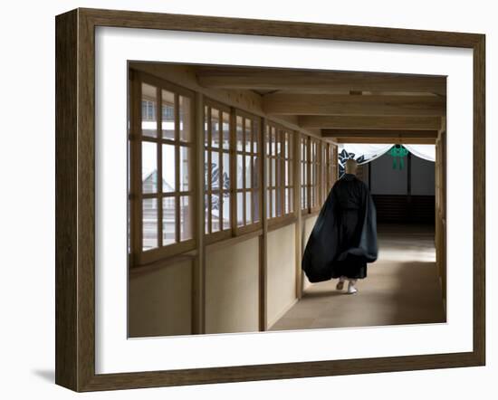 Monk Inside Eiheiji Temple, Headquarters of the Soto Sect of Zen Buddhism, Fukui, Japan-null-Framed Photographic Print