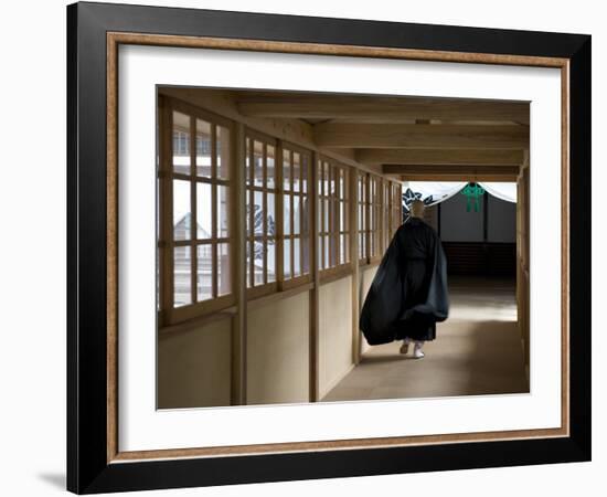 Monk Inside Eiheiji Temple, Headquarters of the Soto Sect of Zen Buddhism, Fukui, Japan-null-Framed Photographic Print