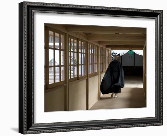 Monk Inside Eiheiji Temple, Headquarters of the Soto Sect of Zen Buddhism, Fukui, Japan-null-Framed Photographic Print