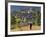 Monk Leaving Gangtey Dzong, and Village, Phobjikha Valley, Bhutan-Peter Adams-Framed Photographic Print