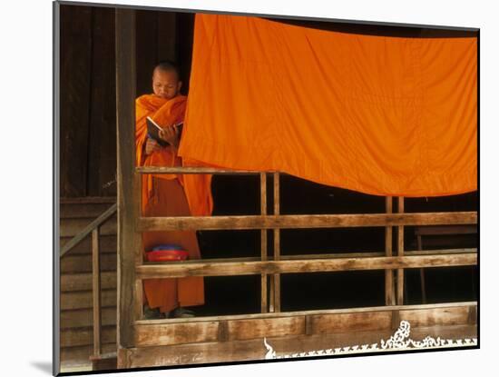 Monk Reading, Vientiane, Laos, Indochina, Southeast Asia, Asia-Godong-Mounted Photographic Print