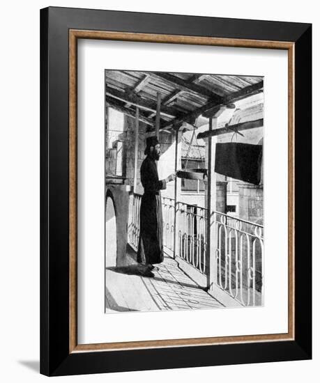 Monk Sounding the Call to Prayer on a Gong, Greece, 1936-Nomias-Framed Giclee Print