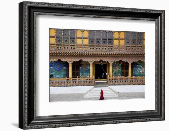 Monk Walking Through Punakha Dzong, Punakha District, Bhutan, Asia-Jordan Banks-Framed Photographic Print