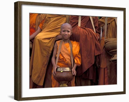 Monk with Alms Wok at That Luang Festival, Laos-Keren Su-Framed Photographic Print