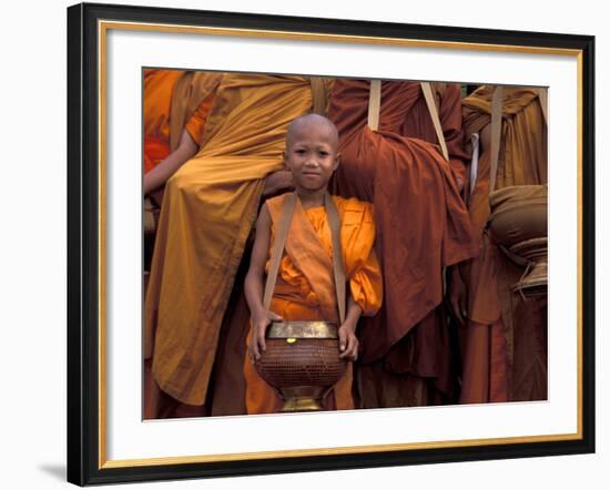 Monk with Alms Wok at That Luang Festival, Laos-Keren Su-Framed Photographic Print