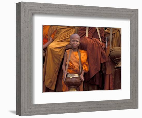 Monk with Alms Wok at That Luang Festival, Laos-Keren Su-Framed Photographic Print