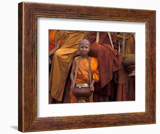 Monk with Alms Wok at That Luang Festival, Laos-Keren Su-Framed Photographic Print