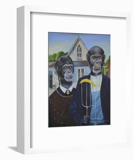 Monkey American Gothic-Sue Clyne-Framed Giclee Print