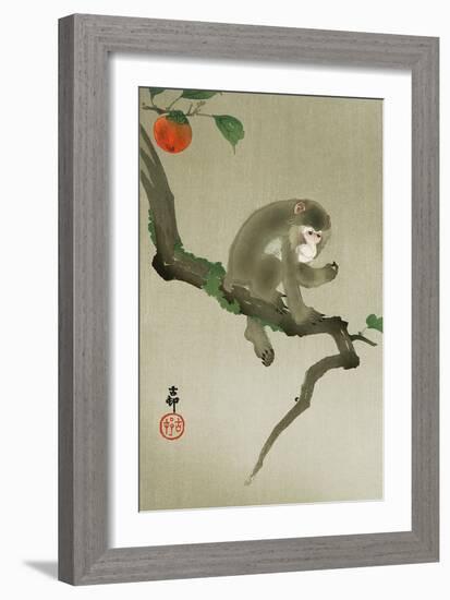 Monkey and Persimmon-Koson Ohara-Framed Giclee Print