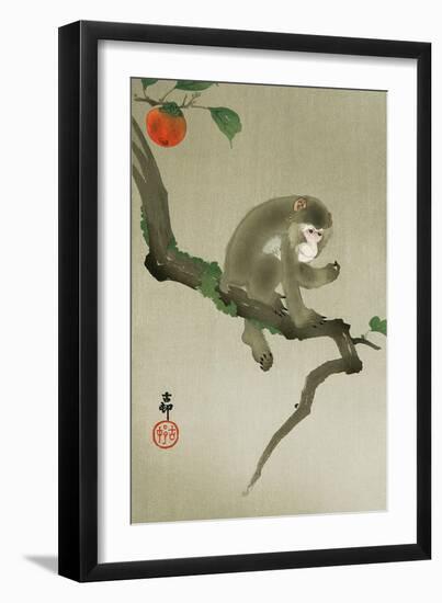 Monkey and Persimmon-Koson Ohara-Framed Giclee Print