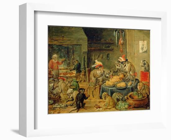 Monkey Banquet, 1810-David Teniers the Younger-Framed Giclee Print