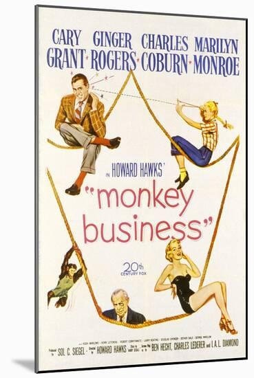 Monkey Business, Cary Grant, Ginger Rogers, Charles Coburn, Marilyn Monroe, 1952-null-Mounted Art Print