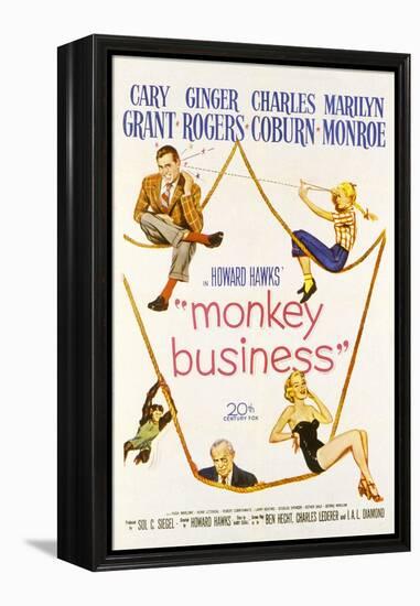 Monkey Business, Cary Grant, Ginger Rogers, Charles Coburn, Marilyn Monroe, 1952-null-Framed Stretched Canvas