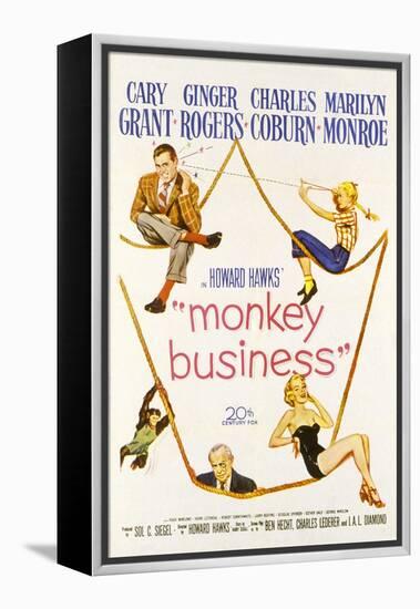 Monkey Business, Cary Grant, Ginger Rogers, Charles Coburn, Marilyn Monroe, 1952-null-Framed Stretched Canvas