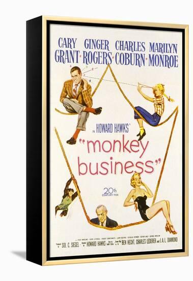 Monkey Business, Cary Grant, Ginger Rogers, Charles Coburn, Marilyn Monroe, 1952-null-Framed Stretched Canvas