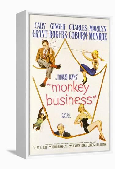 Monkey Business, Cary Grant, Ginger Rogers, Charles Coburn, Marilyn Monroe, 1952-null-Framed Stretched Canvas