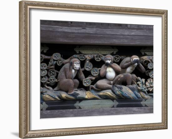 Monkey Carving, Nikko Toshogu Shrine, Japan-Rob Tilley-Framed Photographic Print