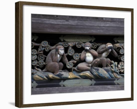 Monkey Carving, Nikko Toshogu Shrine, Japan-Rob Tilley-Framed Photographic Print