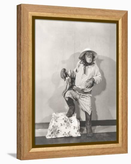 Monkey Dressed Up Like a Cowboy-null-Framed Stretched Canvas