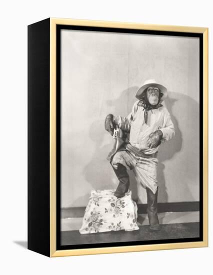 Monkey Dressed Up Like a Cowboy-null-Framed Stretched Canvas