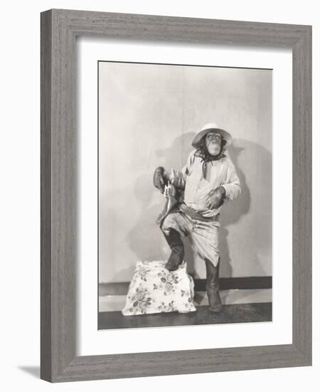 Monkey Dressed Up Like a Cowboy-null-Framed Photo