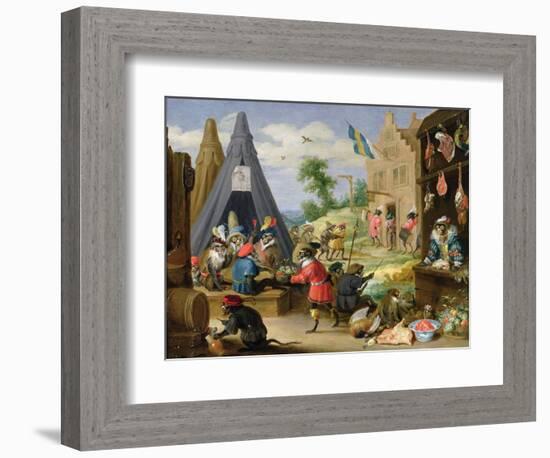 Monkey Encampment-David Teniers the Younger-Framed Giclee Print