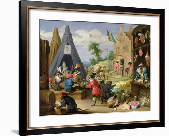 Monkey Encampment-David Teniers the Younger-Framed Giclee Print