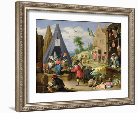 Monkey Encampment-David Teniers the Younger-Framed Giclee Print