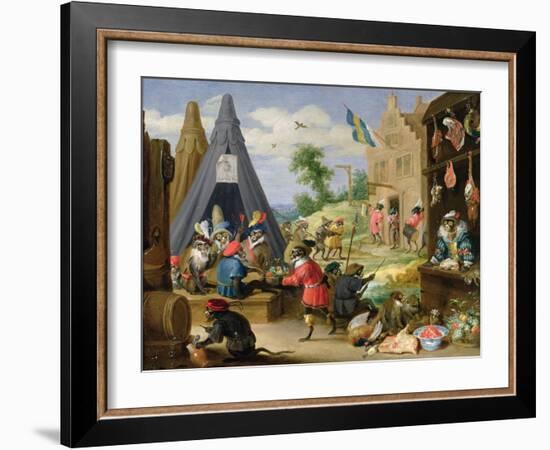 Monkey Encampment-David Teniers the Younger-Framed Giclee Print