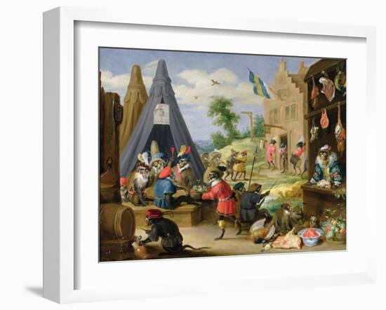 Monkey Encampment-David Teniers the Younger-Framed Giclee Print