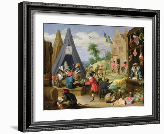 Monkey Encampment-David Teniers the Younger-Framed Giclee Print