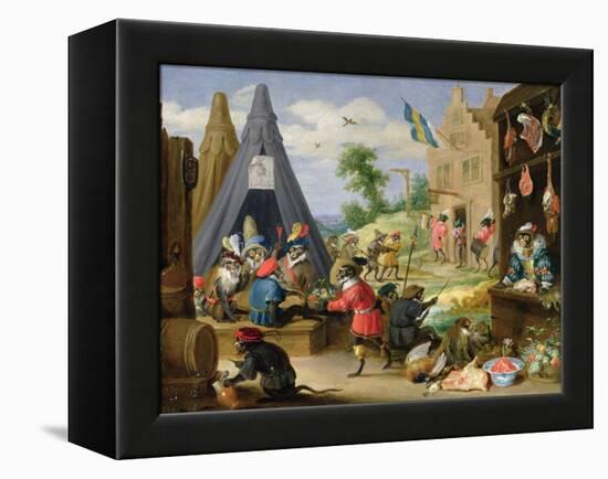 Monkey Encampment-David Teniers the Younger-Framed Premier Image Canvas