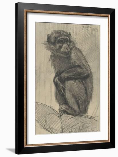 Monkey on a Branch, 1879-August Allebe-Framed Art Print