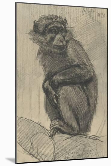 Monkey on a Branch, 1879-August Allebe-Mounted Art Print