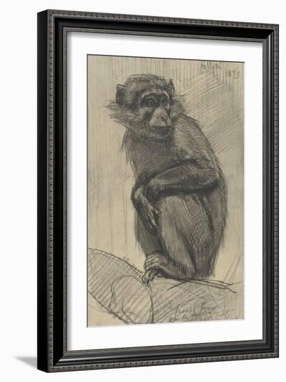 Monkey on a Branch, 1879-August Allebe-Framed Art Print