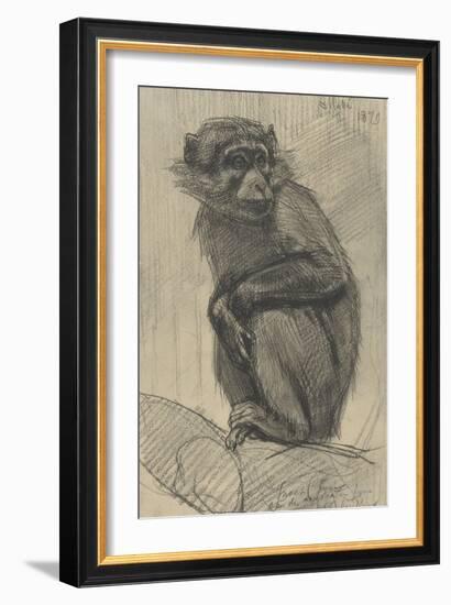 Monkey on a Branch, 1879-August Allebe-Framed Art Print