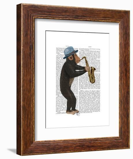 Monkey Playing Saxophone-Fab Funky-Framed Art Print