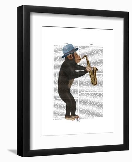 Monkey Playing Saxophone-Fab Funky-Framed Art Print