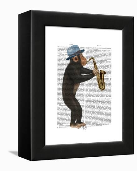 Monkey Playing Saxophone-Fab Funky-Framed Stretched Canvas