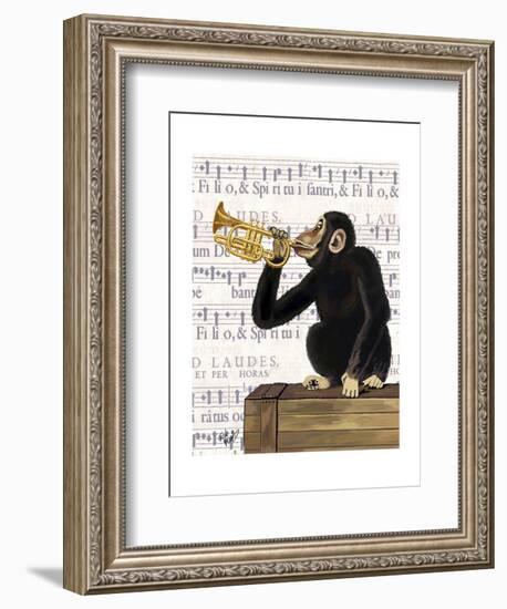 Monkey Playing Trumpet-Fab Funky-Framed Art Print