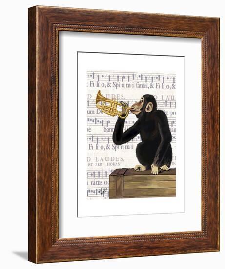 Monkey Playing Trumpet-Fab Funky-Framed Art Print